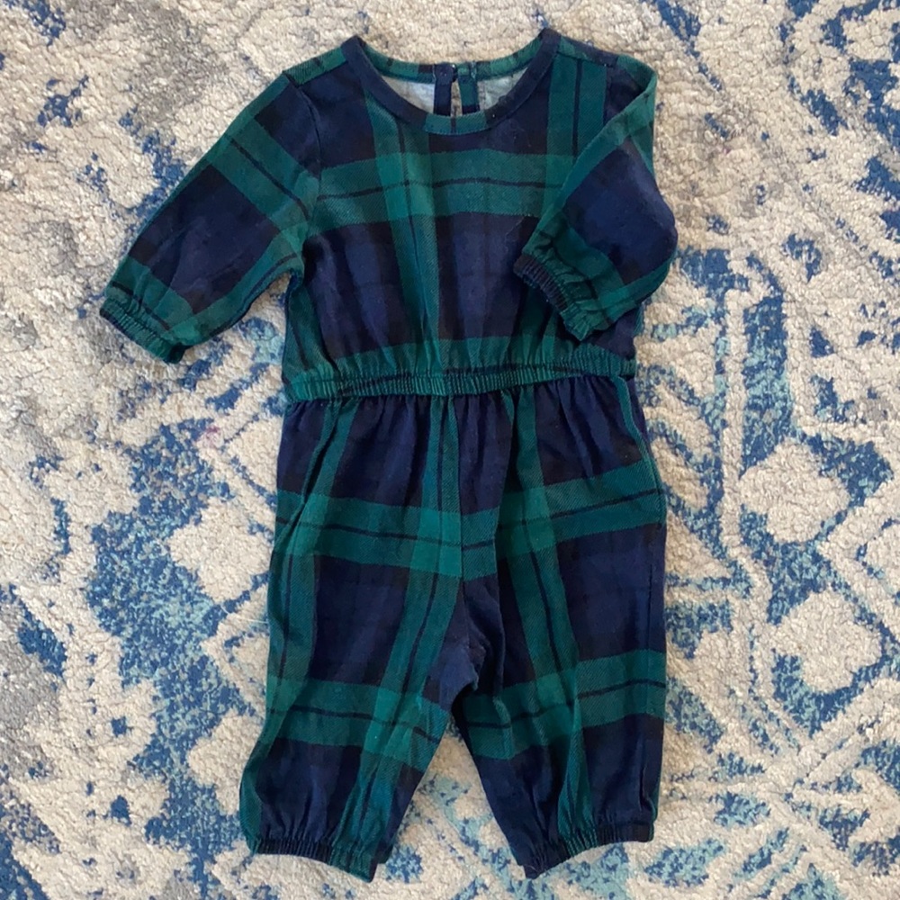 Plaid long sleeve romper